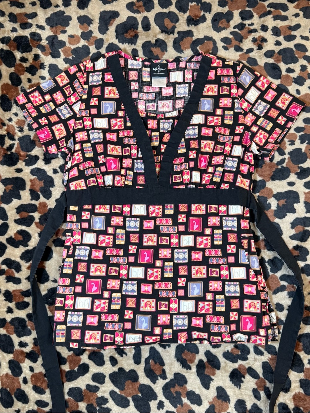 Baby Phat Y2K Scrub Cat Print Wrap Tie McBling 2000s